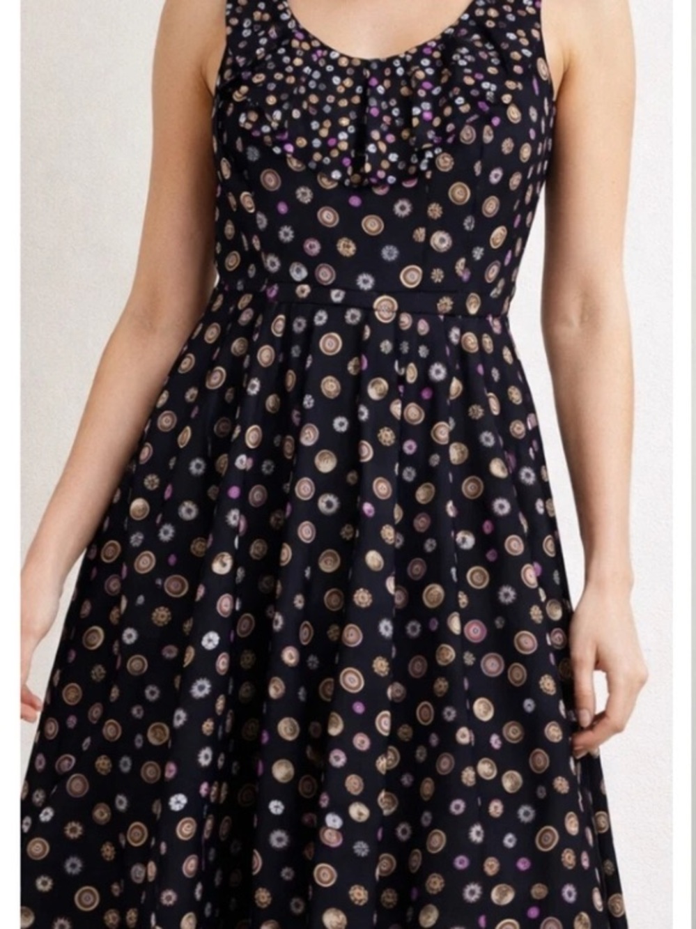 Ted Baker Black Sleeveless Fit-and-Flare Dress